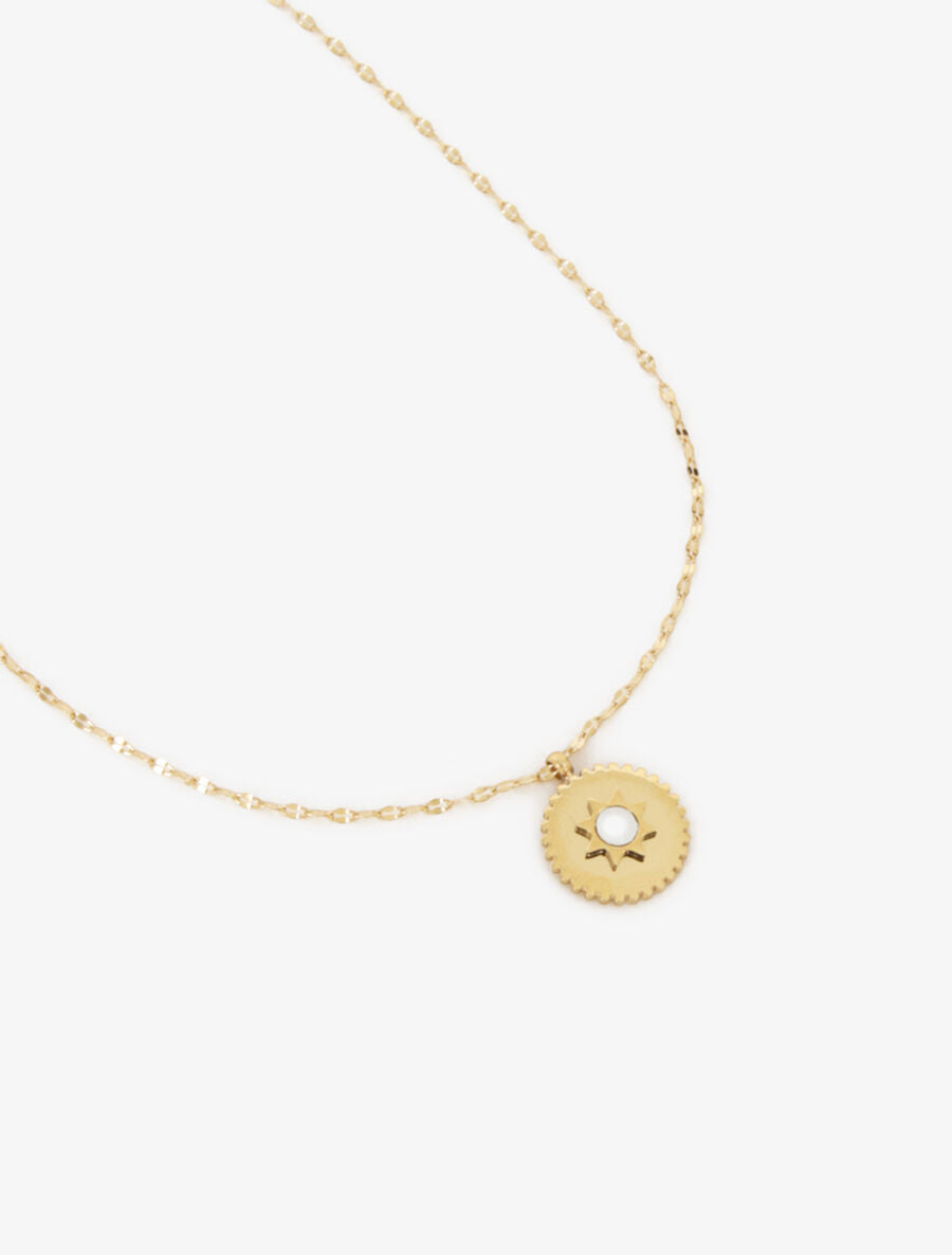 Collier à pendentif rond motif soleil orné d&