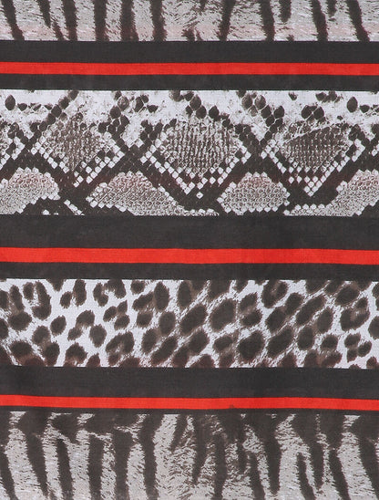 Foulard à rayures contrastantes et imprimé animal - Noir - 2