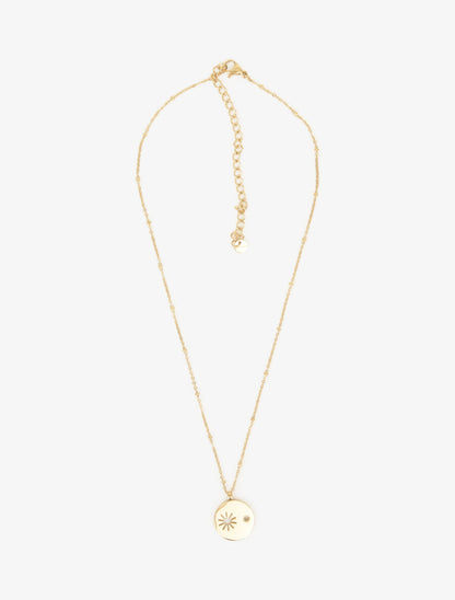 Collier à pendentif rond motif étoiles ajourés - Or - 1