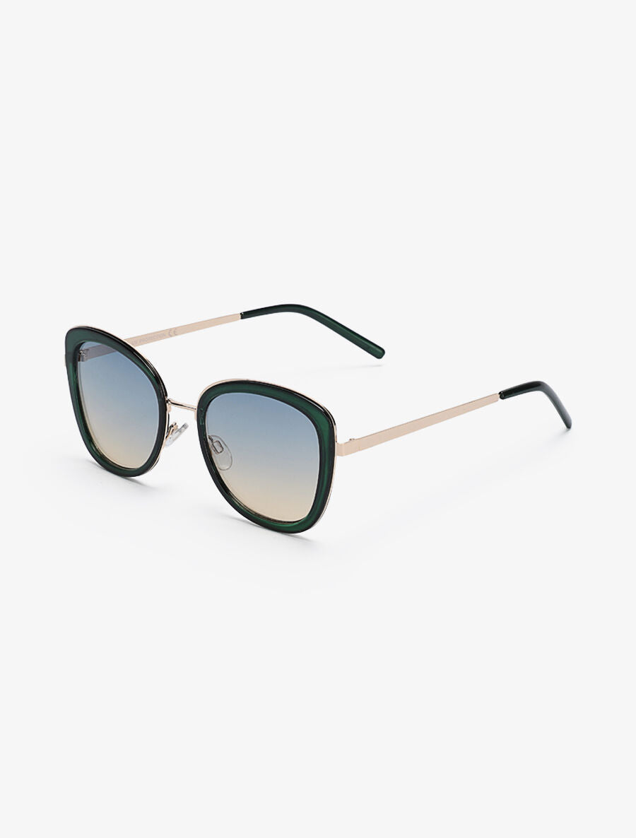 Lunettes de soleil cat eye arrondis - Vert - 2