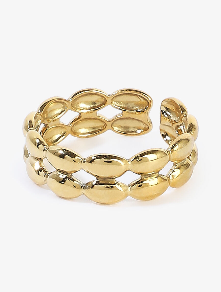 Bague double rangs ronds allongés - Or - 3