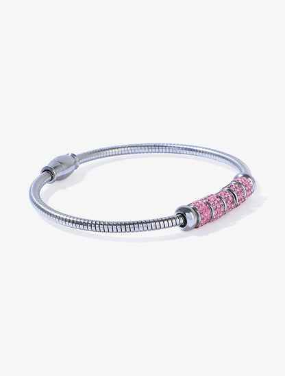 Bracelet maille serpent orné de zircons - Argent - 3