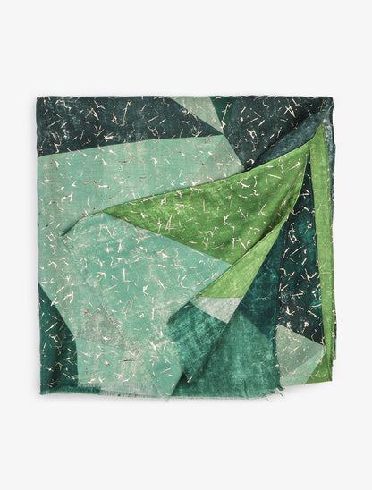 Echarpe à imprimé géométrique à détail irisé - Vert - 2