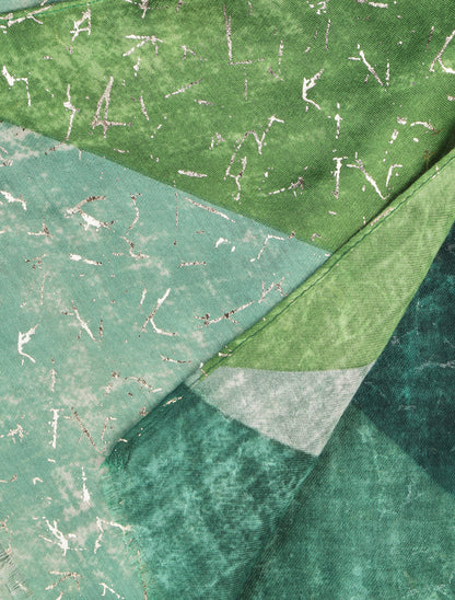 Echarpe à imprimé géométrique à détail irisé - Vert - 3