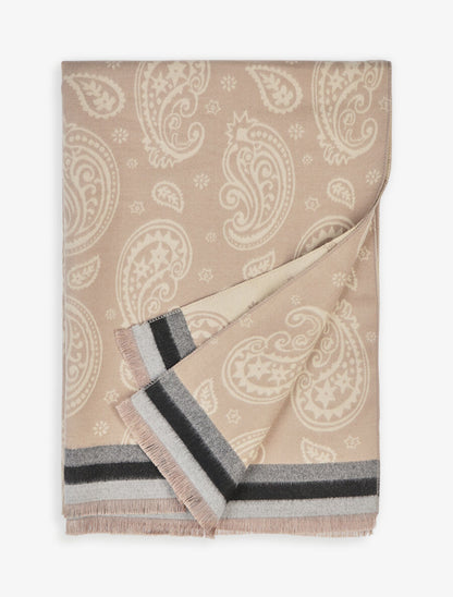 Echarpe en laine mélangée à imprimé cachemire - Taupe - 2