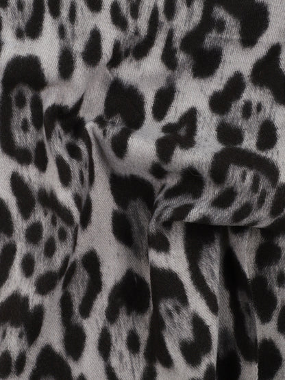 Echarpe en laine mélangée à imprimé léopard - Noir - 3
