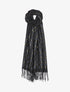 Echarpe à imprimé ovale irisé et franges - Noir - 1