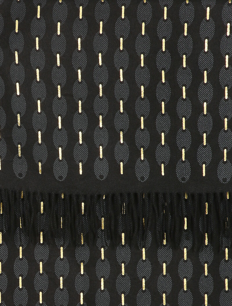 Echarpe à imprimé ovale irisé et franges - Noir - 2