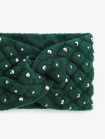 Bandeau en maille à strass - Vert sapin - 3