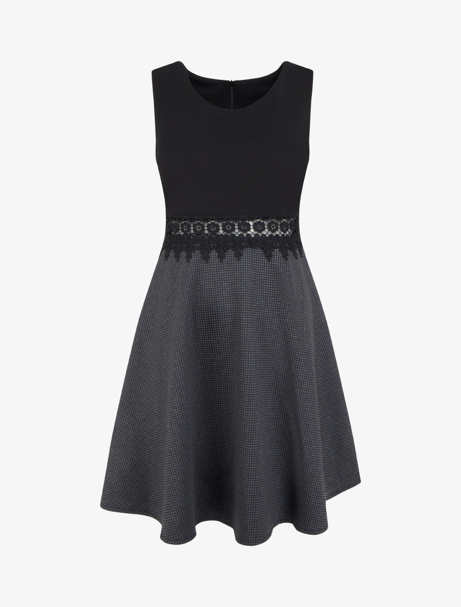 Robe basic taille dentelle - Noir - 1