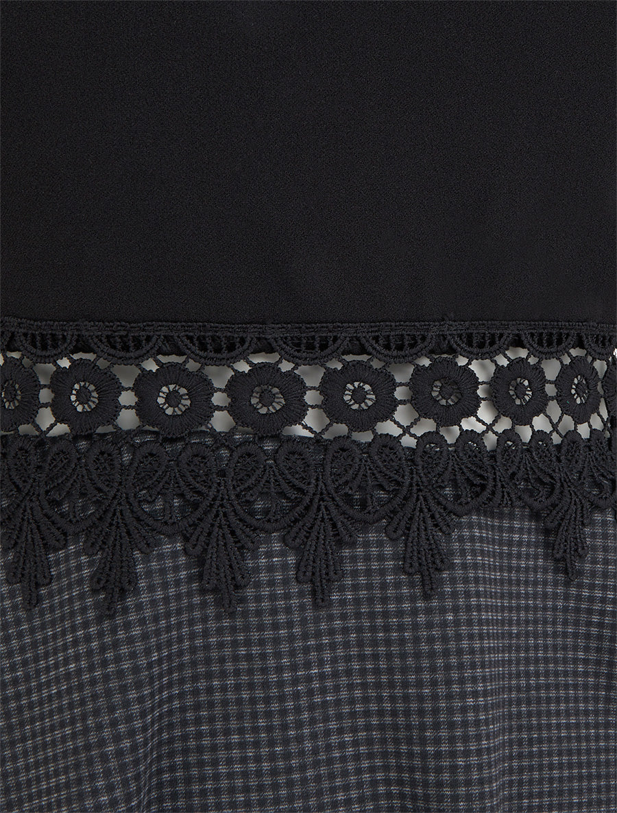 Robe basic taille dentelle - Noir - 3