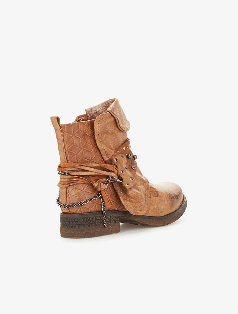 Boots texturé à rabat irisé - Camel - 4