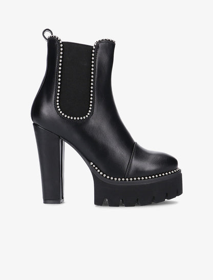 Bottines à plateforme et bords à billes - Noir - 1