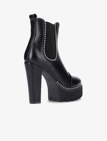 Bottines à plateforme et bords à billes - Noir - 4