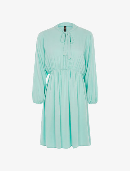 Robe cintrée col à nouer - turquoise - 1