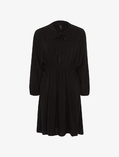 Robe cintrée col à nouer - noir - 1