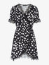 Robe cache coeur imprimé pois à bords dentelle - Noir - 1