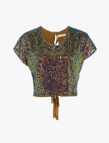 Crop top en sequins multicouleur - Multi/marron - 1