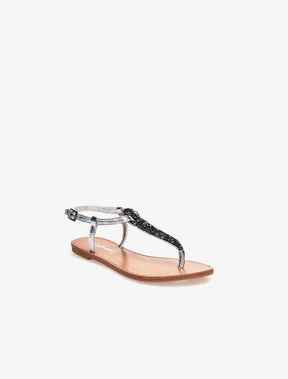Nu-pieds pailletées - argent - 2