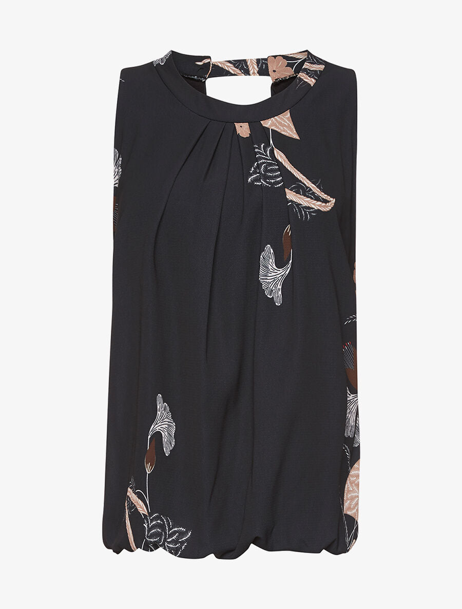 Top fluide fleurs rouge - noir - 3