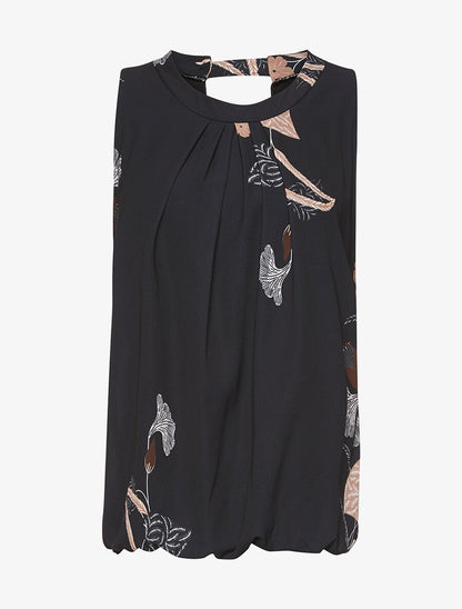Top fluide fleurs rouge - noir - 3