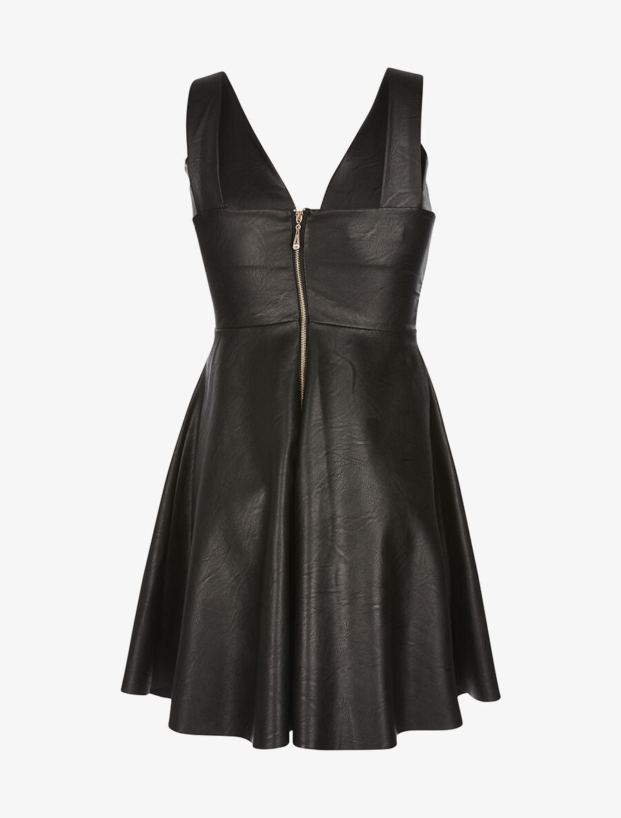 Robe évasée en simili - noir - 2
