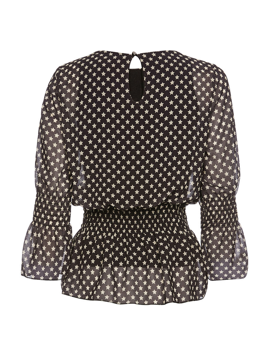 Blouse étoilée en voile - Noir - 2