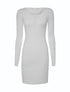 Robe-pull encolure lacée - Blanc - 1