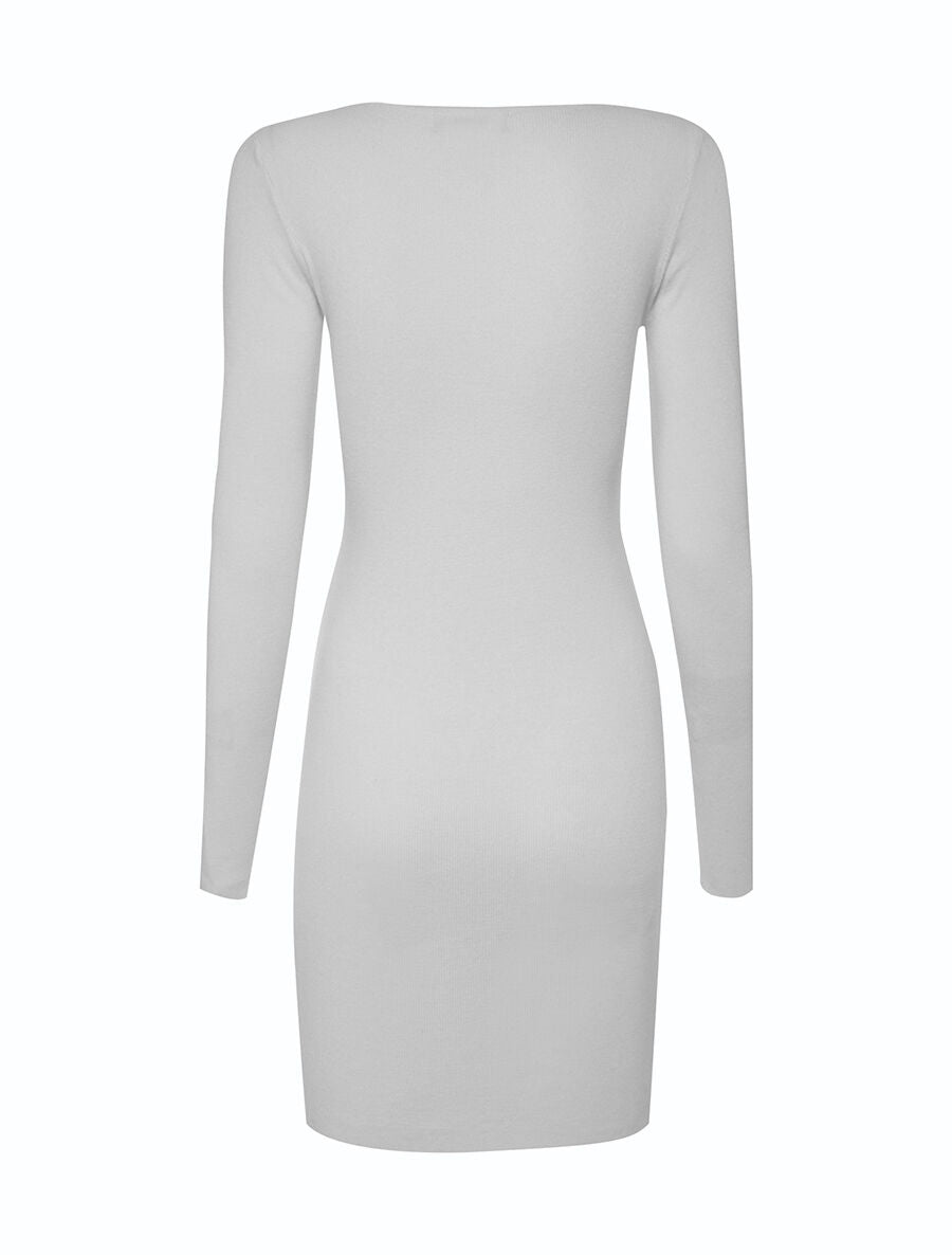 Robe-pull encolure lacée - Blanc - 2