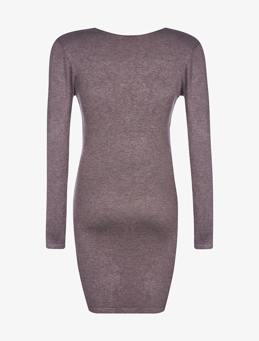 Robe-pull taille zippée - marron - 2