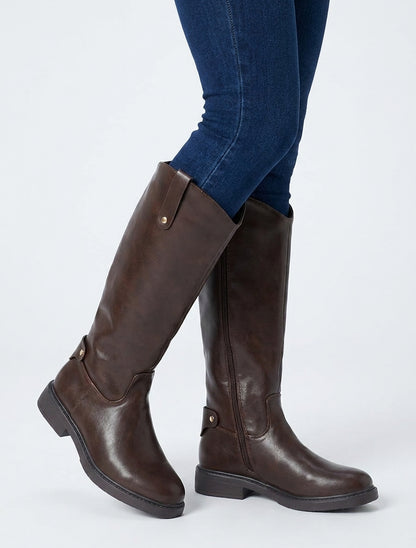 Botas estilo ecuestre de imitación. - Marrón