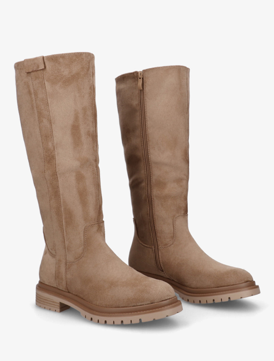 Bottes en suédine à semelle crantée - Taupe - 4