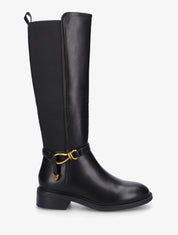 Bottes style cavalière à boucle fantaisie - Noir - 1