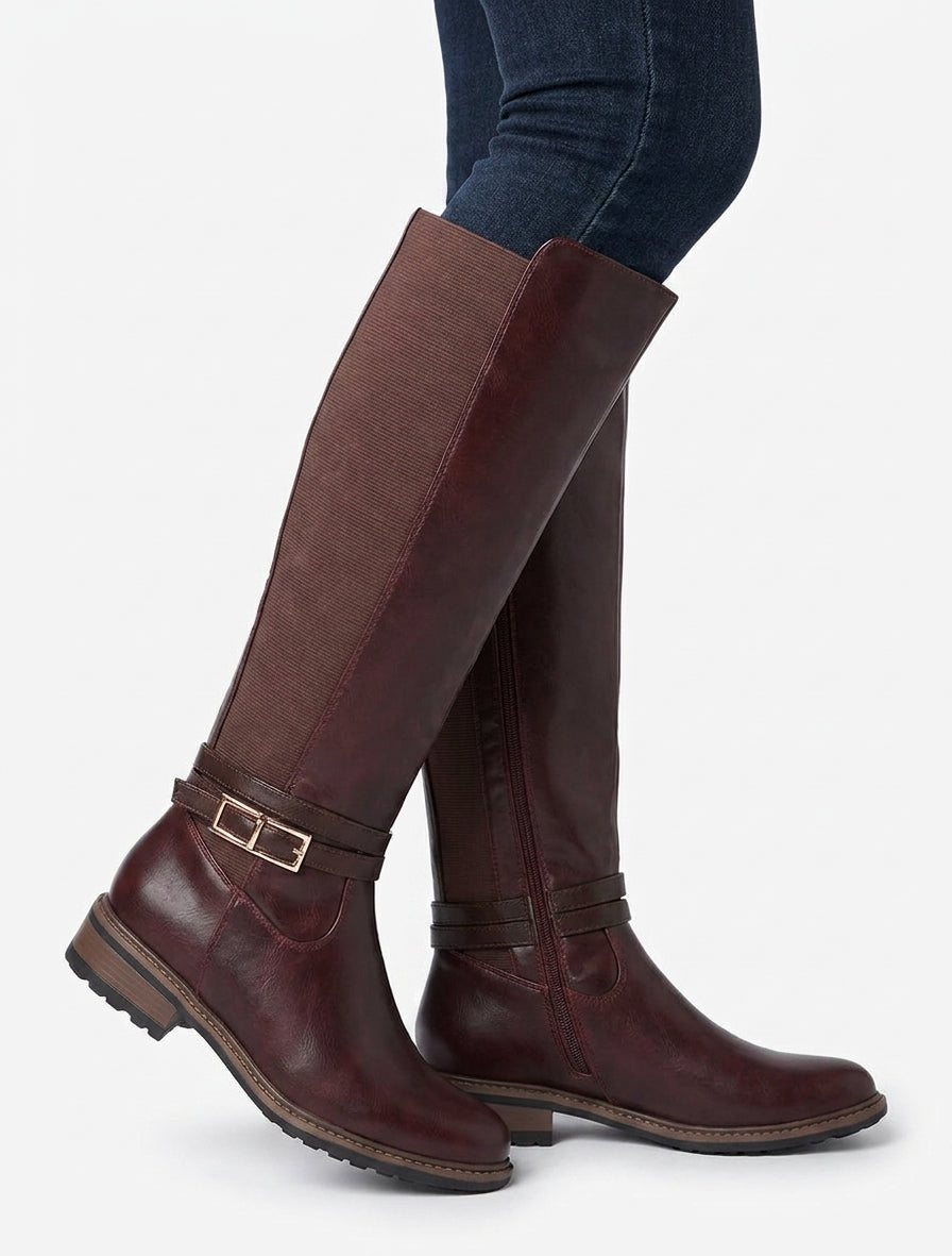 Botas lisas elásticas - Color vino