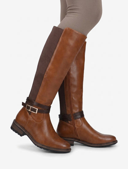 Botas lisas elásticas - Camello