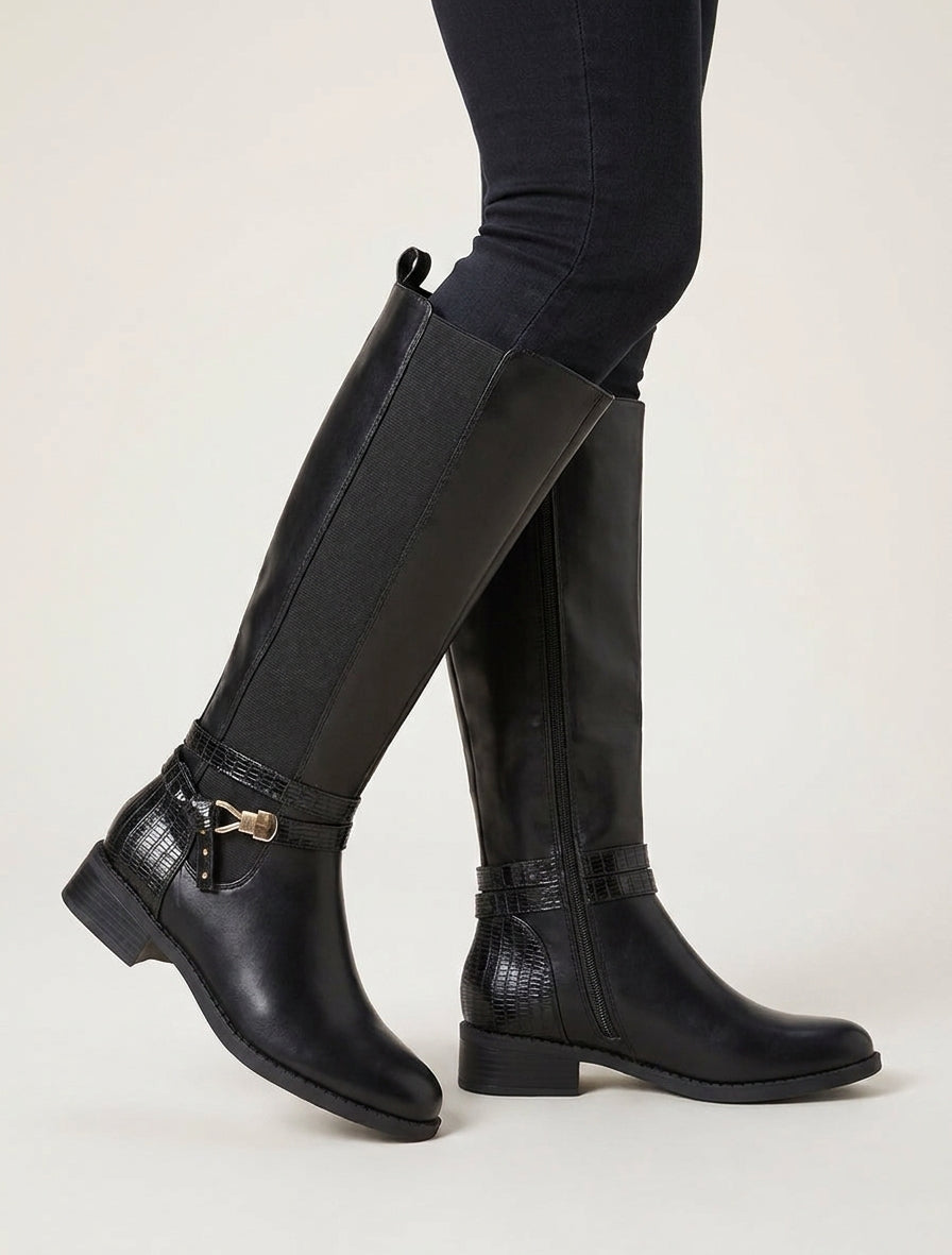 Botas elásticas con contrafuerte de cocodrilo - Negro
