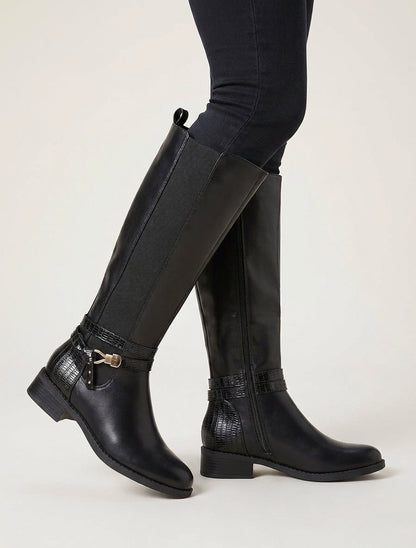 Botas elásticas con contrafuerte de cocodrilo - Negro