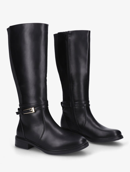 Bottes en simili à boucle rectangulaire - Noir - 4