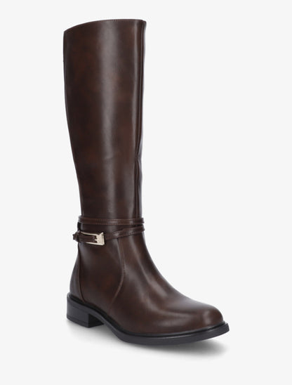 Bottes en simili à boucle rectangulaire - Marron - 2