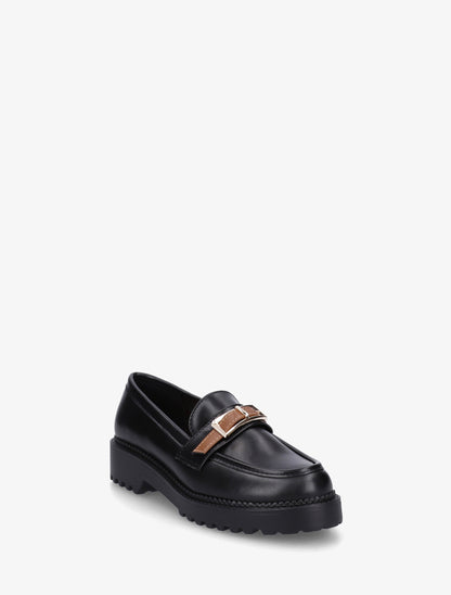 Mocassins à semelle crantée et boucle métallique - Noir - 2
