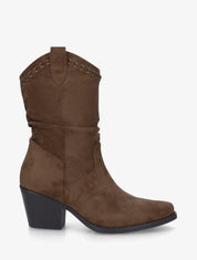 Bottines plissées en suédine - Marron - 1