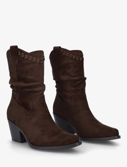 Bottines plissées en suédine - Chocolat - 4