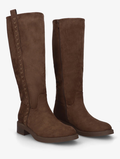 Bottes unies en suédine - Marron - 4