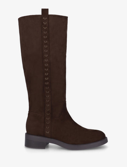 Bottes unies en suédine - Chocolat - 1