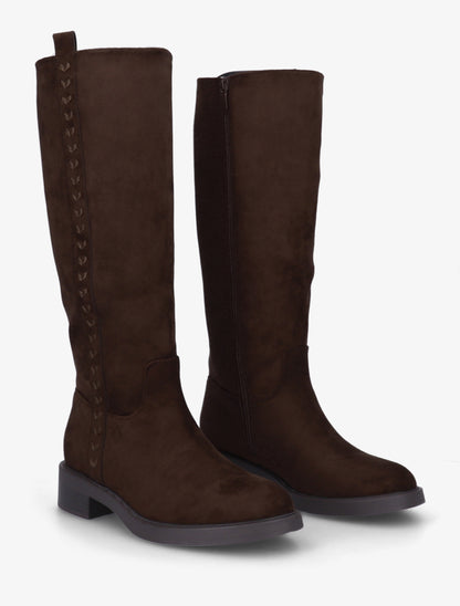 Bottes unies en suédine - Chocolat - 4