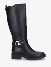 Bottes en simili à boucle et bouts ronds - Noir - 1