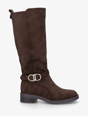 Bottes en suédine à boucle et bouts ronds - Chocolat - 1