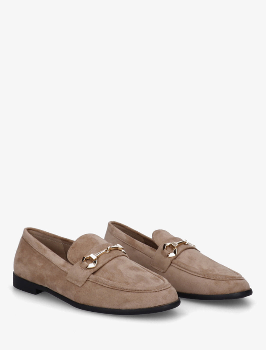 Mocassins en suédine à boucle stylisée - Taupe - 4