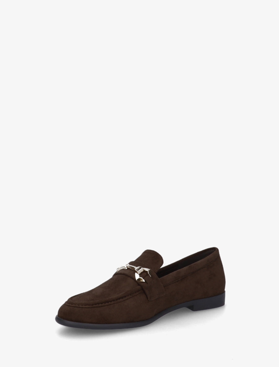 Mocassins en suédine à boucle stylisée - Chocolat - 3