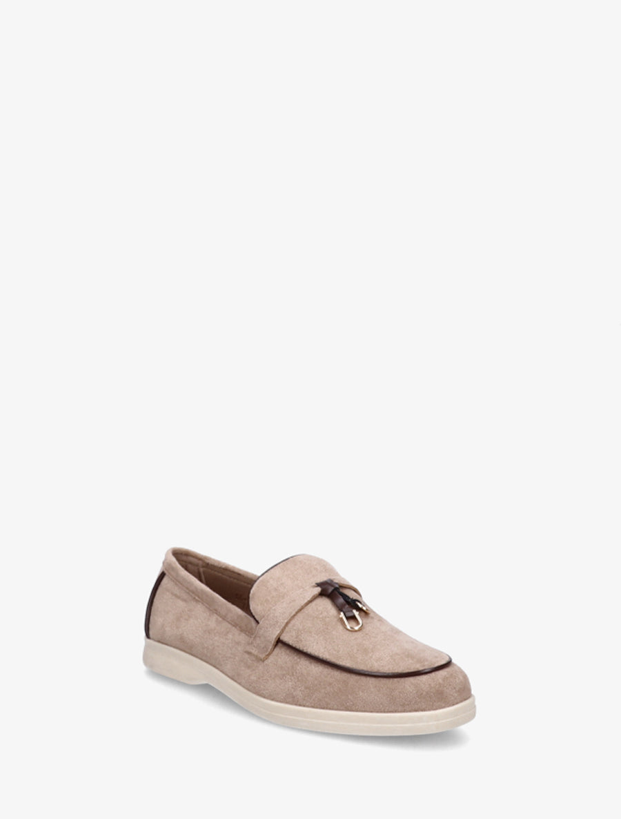 Mocassins en suédine à boucle décorative - Taupe clair - 2